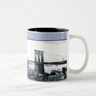 Tasse 2 Couleurs Panorama 1913 de Brooklyn NYC de cru