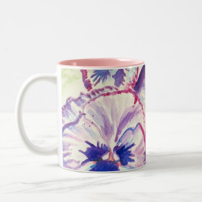 Tasse 2 Couleurs Pansies Pansy Fleur violet Rose floral (Gauche)