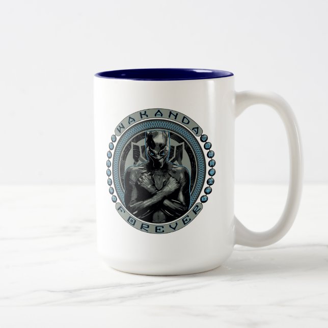 Tasse 2 Couleurs Panthère noire | Badge Wakanda Forever (Droit)