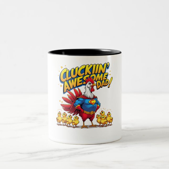 Tasse 2 Couleurs Papa génial de Cluckin - Drôle (Centre)