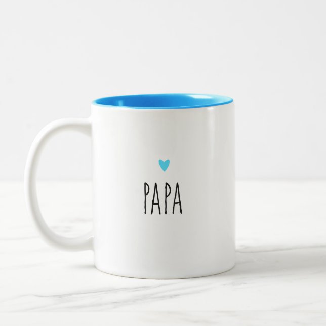 Tasse 2 Couleurs Papa | Papa moderne couleur de coeur personnalisée (Gauche)