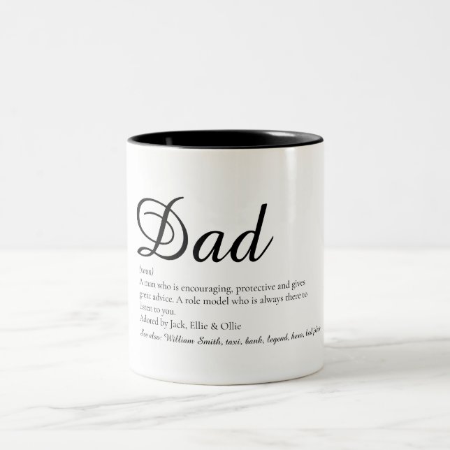 Tasse 2 Couleurs Papa, Papa, Papa, Père Définition Script Amusant (Centre)