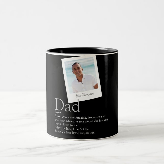 Tasse 2 Couleurs Papa Père papa Définition Photo Noir (Centre)
