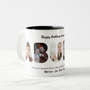 Tasse 2 Couleurs Papá personnalisé Collage de photos Grand-père per