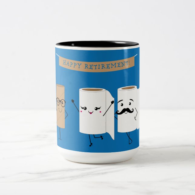 Tasse 2 Couleurs Papier hygiénique drôle de retraite heureuse (Centre)