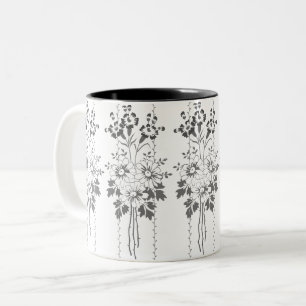 Tasse 2 Couleurs Papier peint baroque bouquet de fleurs gris