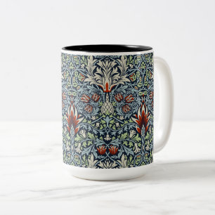 Tasse 2 Couleurs Papier peint floral Morris Navy Blue Snakeshead