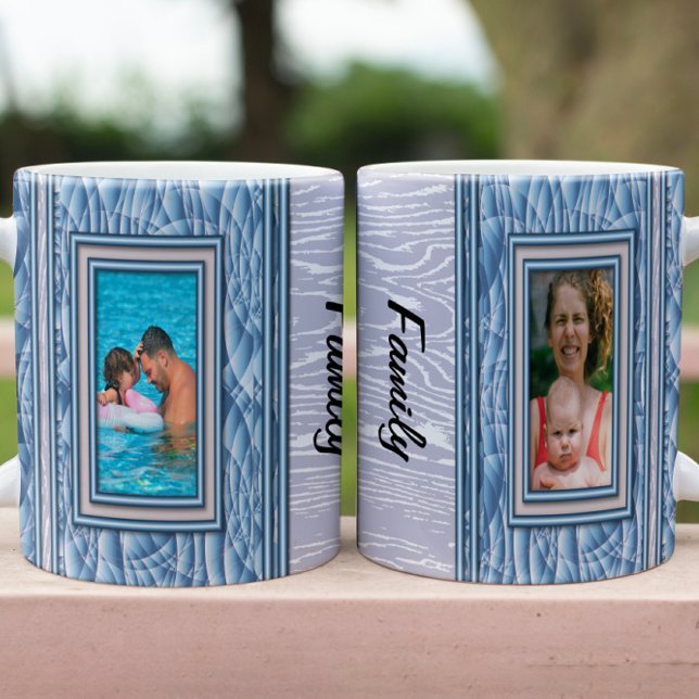 Tasse 2 Couleurs Papier photo bleu personnalisé (Créateur téléchargé)