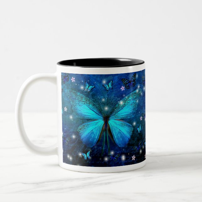 Tasse 2 Couleurs Papillon bleu (Gauche)