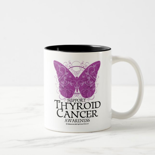 Tasse 2 Couleurs Papillon de cancer de la thyroïde (Droit)