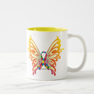 Tasse 2 Couleurs Papillon de ruban d'autisme