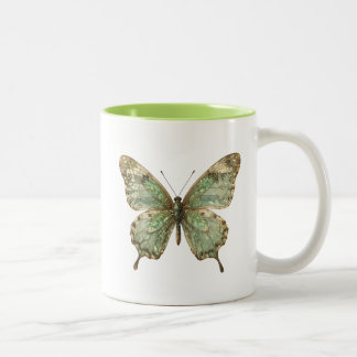 Tasse 2 Couleurs Papillon Orné aux Ailes à Motif de Feuille