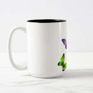 Tasse 2 Couleurs Papillon, papillon rouge, images papillon vert