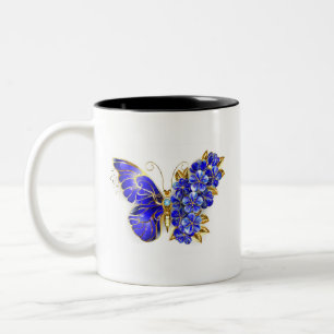 Tasse 2 Couleurs Papillon saphir à fleurs