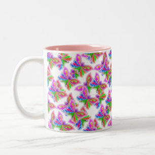 Tasse 2 Couleurs Papillons Abstraits en rose