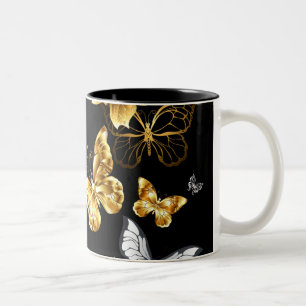 Tasse 2 Couleurs Papillons blancs et dorés