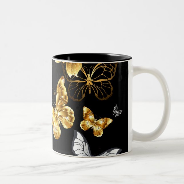 Tasse 2 Couleurs Papillons blancs et dorés (Droit)