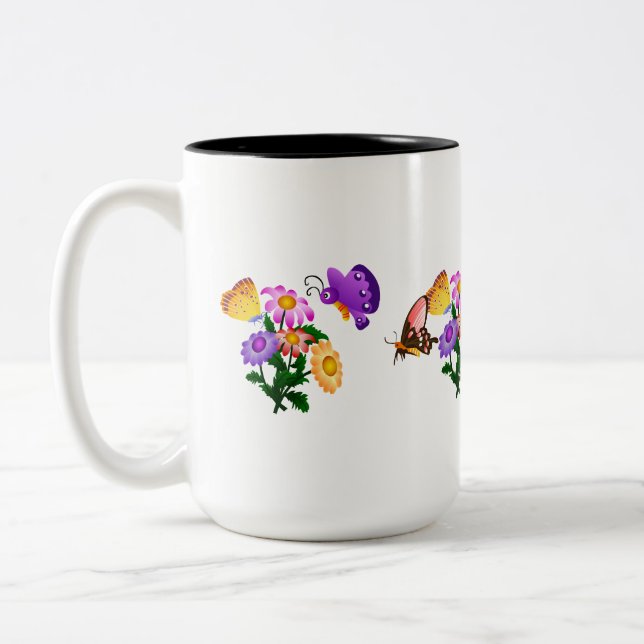 Tasse 2 Couleurs Papillons de caricature (Gauche)