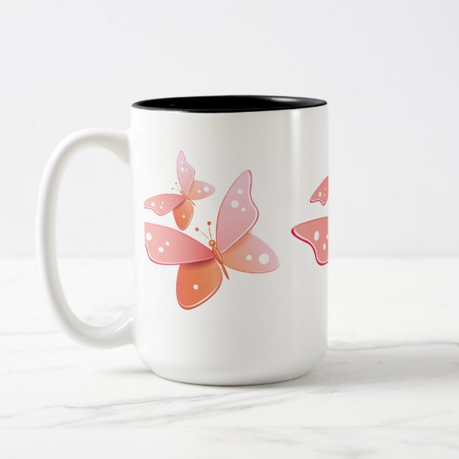 Tasse 2 Couleurs Papillons de pêche (Gauche)