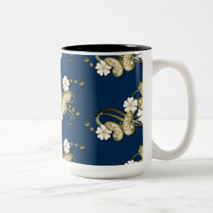 Tasse 2 Couleurs Papillons d'or Motif Boug fleuri décoratif