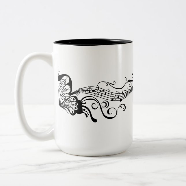 Tasse 2 Couleurs Papillons en dentelle noire 6 Musical (Gauche)