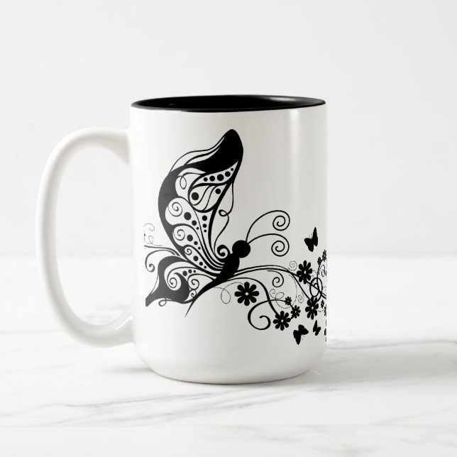 Tasse 2 Couleurs Papillons en dentelle noire 8 (Gauche)