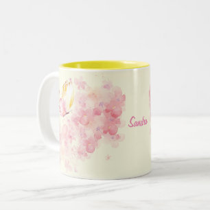 Tasse 2 Couleurs Papillons et fleurs d'aquarelle personnalisés