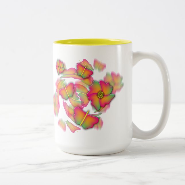 Tasse 2 Couleurs Papillons & Fleurs (Droit)