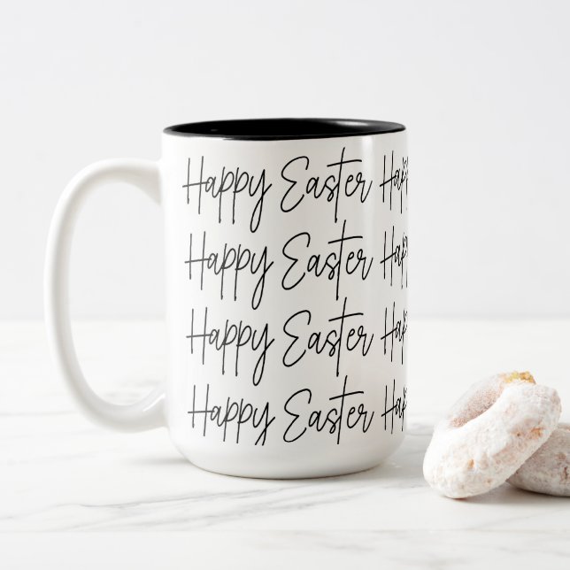 Tasse 2 Couleurs Pâques joyeux Pâques (Avec donut)