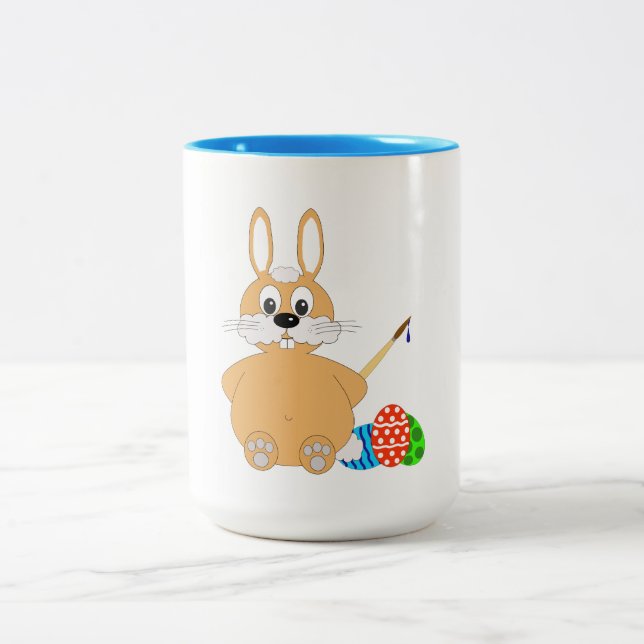 Tasse 2 Couleurs Pâques lapin deux tresses. (Centre)