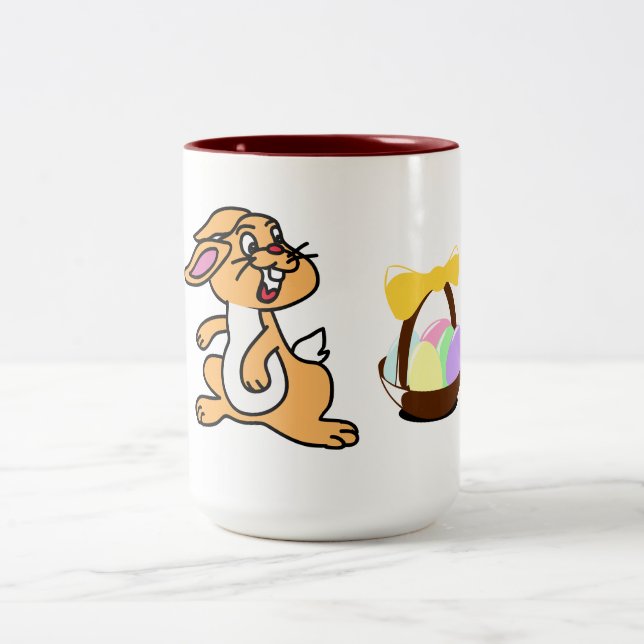Tasse 2 Couleurs Pâques lapin deux tresses. (Centre)