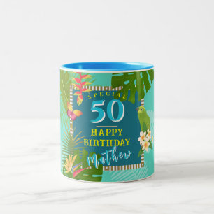 Tasse 2 Couleurs Paradis Tropical Anniversaire Annuel Sarcelle