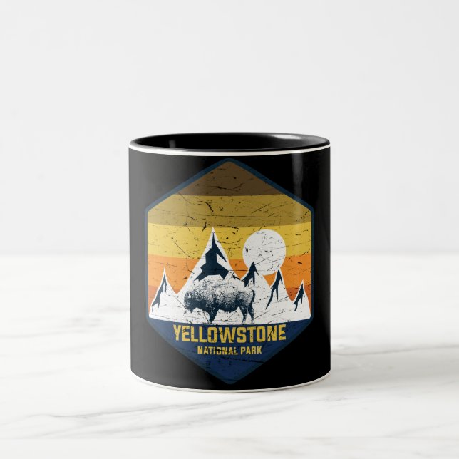 Tasse 2 Couleurs Parc National De Yellowstone Wyoming Camping Et (Centre)