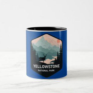 Tasse 2 Couleurs Parc national Retro Yellowstone Deer Cadeau Vintag