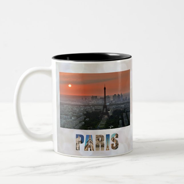 Tasse 2 Couleurs Paris Sunset Tour Eiffel France Photo (Gauche)