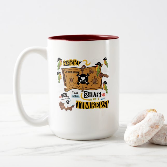 Tasse 2 Couleurs Parlez comme une journée de pirates (Avec donut)