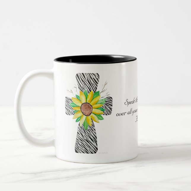 Tasse 2 Couleurs Parlez Jésus Zèbre Imprimer Croix (Gauche)