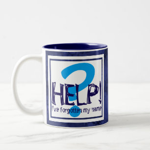 Tasse 2 Couleurs Parodie de monogramme bleu