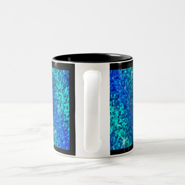 Tasse 2 Couleurs Parties scintillant bleu étincelant Mondes Meilleu (Poignée)