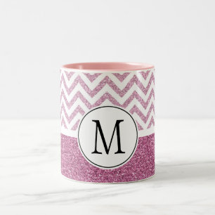 Tasse 2 Couleurs Parties scintillant Chevron de Glam Faux rose