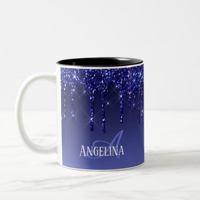 Tasse 2 Couleurs Parties scintillant de séchage bleu personnalisée (Gauche)