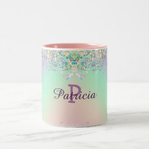 Tasse 2 Couleurs Parties scintillant holographique Unicorn