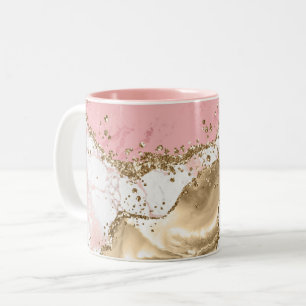 Tasse 2 Couleurs Parties scintillant rose en marbre doré