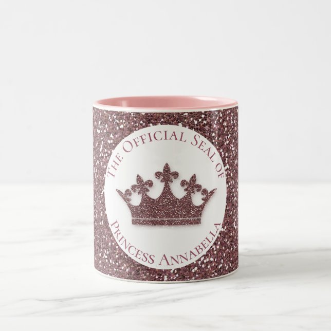 Tasse 2 Couleurs Parties scintillant rose Princesse Couronne Nom pe (Centre)