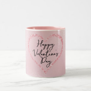 Tasse 2 Couleurs Parties scintillant rose Script romantique Saint V
