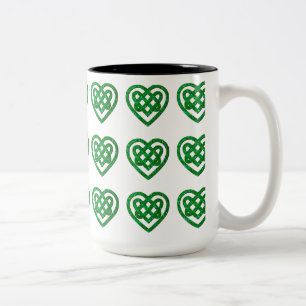 Tasse 2 Couleurs Parties scintillant verte Céltic Coeur noeud Motif