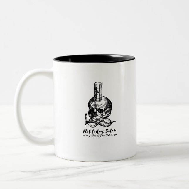 Tasse 2 Couleurs Pas aujourd'hui Satan - Noir (Gauche)