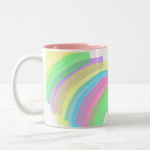 Tasse 2 Couleurs Pastel Bleu Jaune Rose Art Abstrait Vibes joyeuses