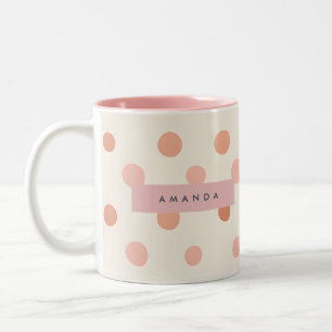 Tasse 2 Couleurs Pastel Personnalisé Rose Pêche et Paillettes Rose 