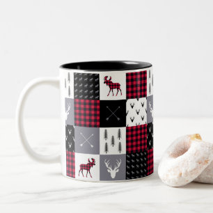 Tasse 2 Couleurs Patchwork de Buffalo Rustique Plaid Rouge Blanc No